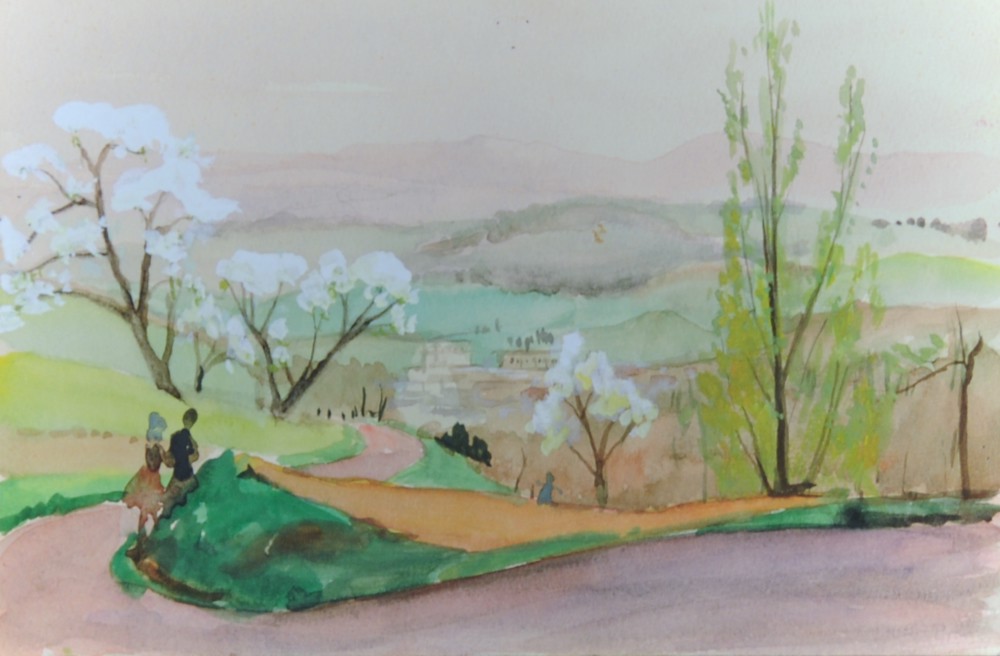 Marie Valade (non sign&eacute;), sans titre, ca.1945 - aquarelle sur papier 13x20 cm