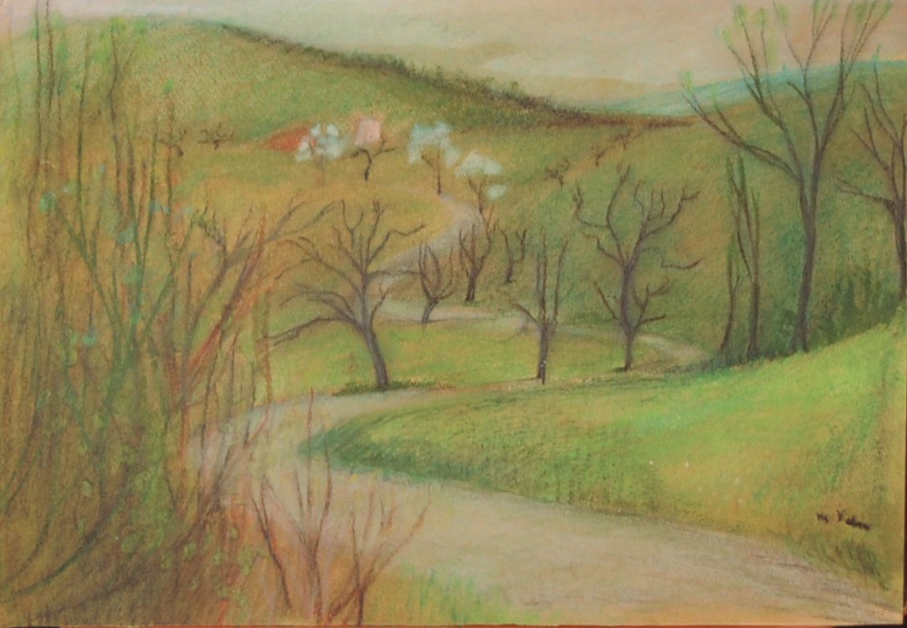 Marie Valade (sign&eacute; en bas &agrave; droite), sans titre, ca.1965 - pastel à l&rsquo;huile sur papier 22x32 cm