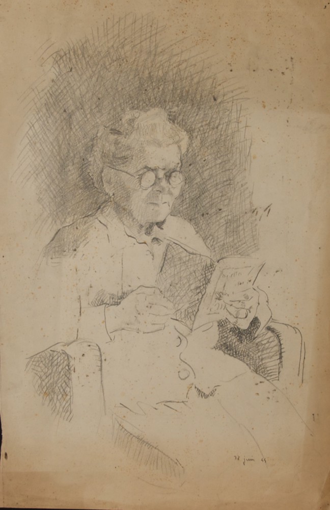 Marie Valade (non sign&eacute;), sans titre (portrait de la grand'm&egrave;re de l&rsquo;artiste), 28 juin 1944 - mine de plomb sur papier 49x32 cm