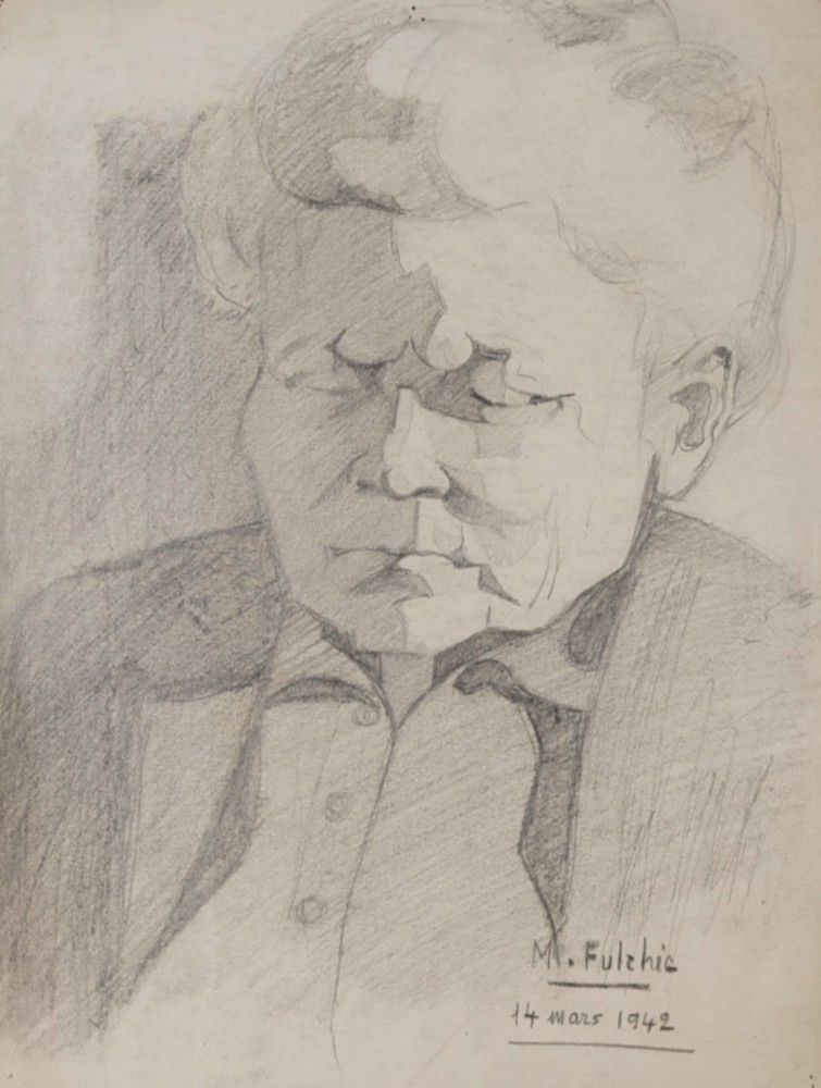 Marie Valade (sign&eacute; M. Fulchic en bas &agrave; droite), sans titre (portrait de la grand&rsquo;m&egrave;re de l&rsquo;artiste), 14 mars 1942 - mine de plomb sur papier 32x25 cm