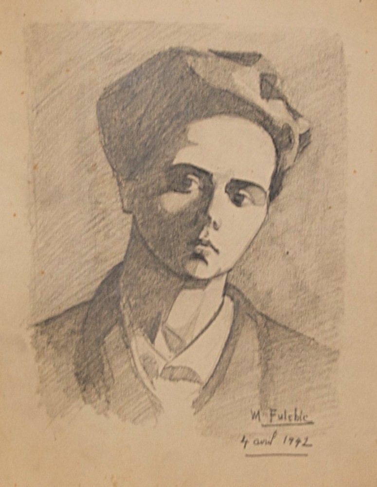 Marie Valade (sign&eacute; M. Fulchic en bas &agrave; droite), sans titre (autoportrait), 4 avril 1942 - mine de plomb sur papier 32x25 cm