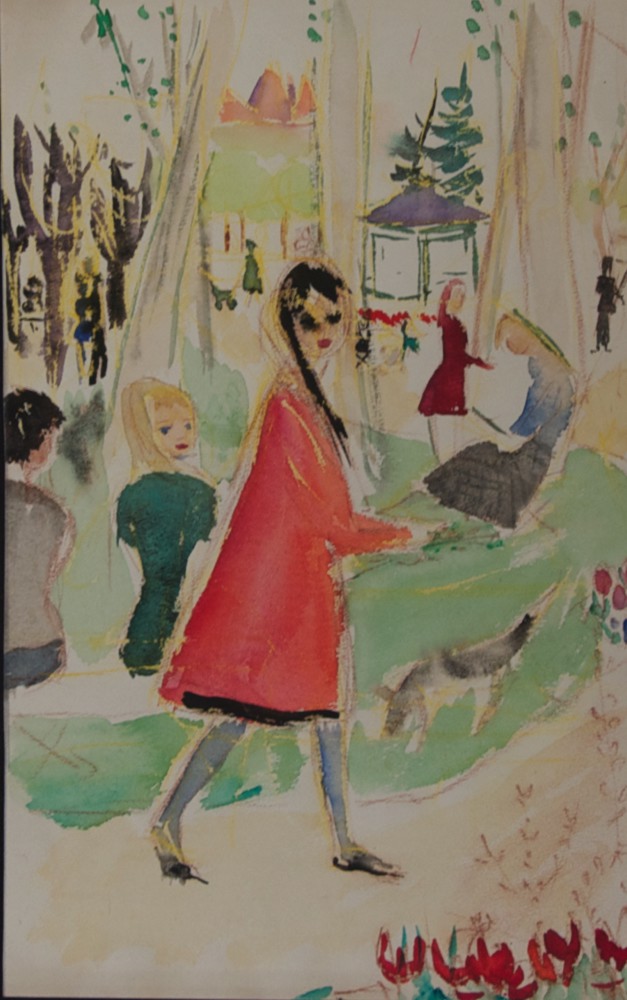 Marie Valade, r&eacute;f.0080 esquisse 1 - aquarelle sur papier 32x20 cm