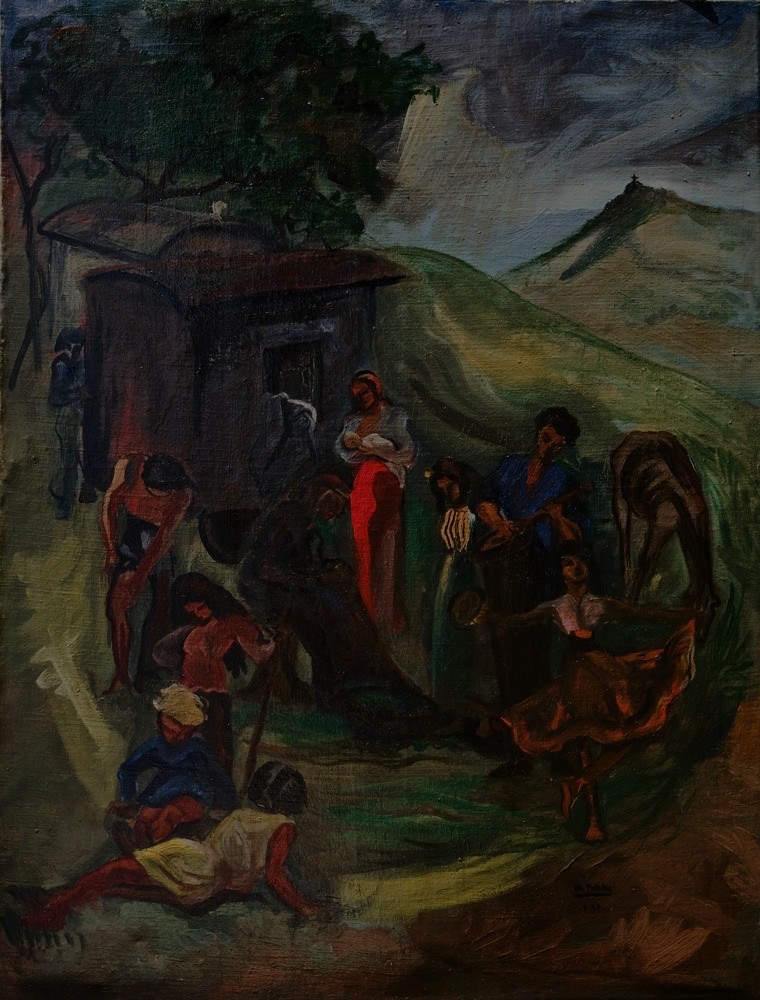 Marie Valade (sign&eacute; en bas &agrave; droite), sans titre, ca.1955 - huile sur toile 114x88 cm