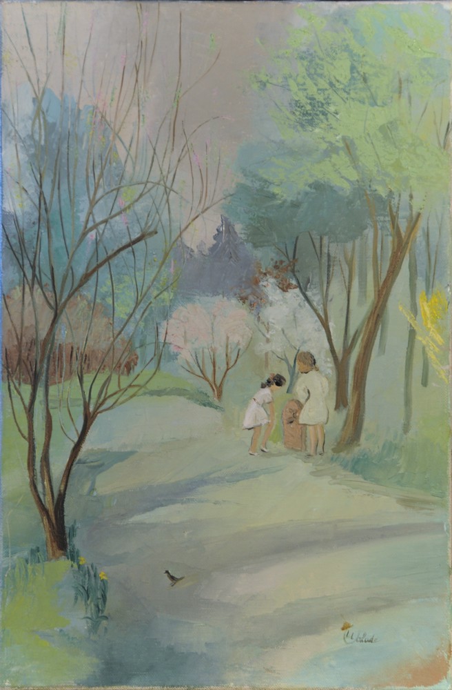 Marie Valade (sign&eacute; en bas &agrave droite), sans titre, ca.1965 - huile sur toile 41x27 cm