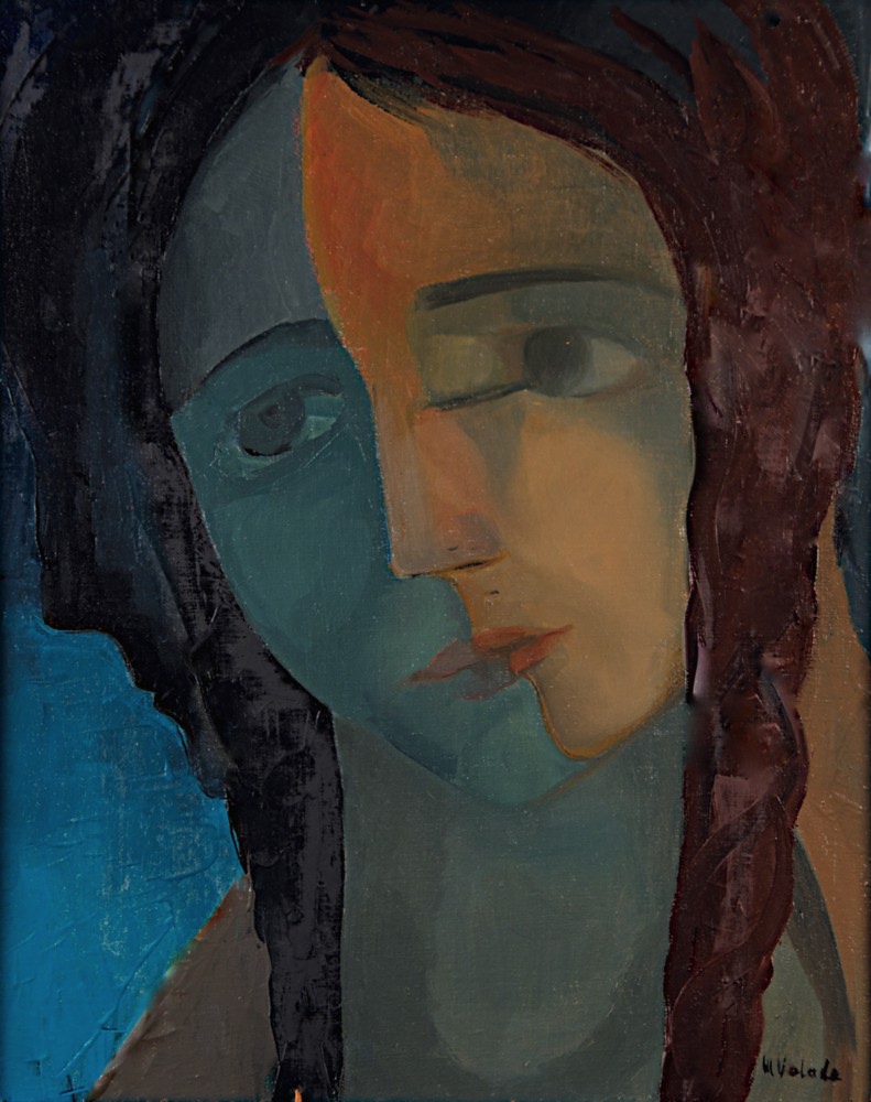 Marie Valade (sign&eacute; en bas &agrave; droite) &ldquo;Sommeil d&rsquo;Isabelle&rdquo;, juin 1969 - huile sur toile 41x33 cm