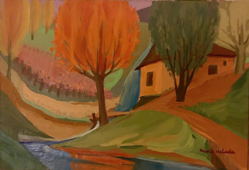 Marie Valade (sign&eacute; en bas &agrave; droite) - sans titre, 1975 - huile sur toile 38x55 cm